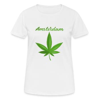 Amsterdam Weed Cannabis Leaf - T-shirt respirant Femme - blanc - Devant - AI Model Female 172 dark (172cm)