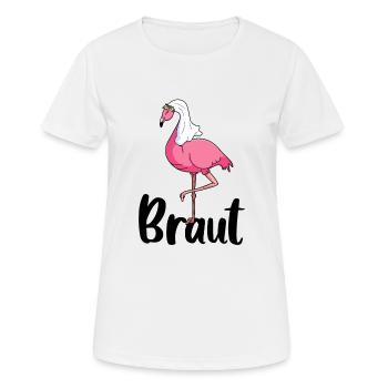Flamingo Bride Bridal Veil Wedding - Women's Breathable T-Shirt - white - Front - AI Model Female 172 dark (172cm)