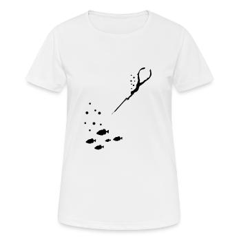 Speerfischen Apnoe Tauchen Freediving - Frauen T-Shirt atmungsaktiv - Weiß - Vorne - AI Model Female 172 dark (172cm)