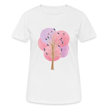 Vogel BaumVögel Beobachten Vogelschwarm Geschenk - Frauen T-Shirt atmungsaktiv - Weiß - Vorne - AI Model Female 172 dark (172cm)