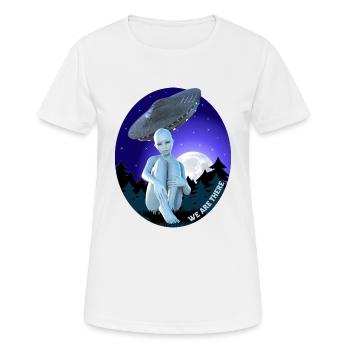Alien, Wir sind da - Frauen T-Shirt atmungsaktiv - Weiß - Vorne - AI Model Female 172 dark (172cm)