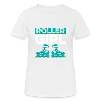 roller girl inline skate - Frauen T-Shirt atmungsaktiv - Weiß - Vorne - AI Model Female 172 dark (172cm)