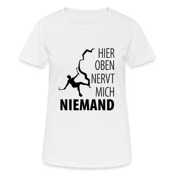 Eisklettern Eiskletterer Eispickel - Frauen T-Shirt atmungsaktiv - Weiß - Vorne - AI Model Female 172 dark (172cm)