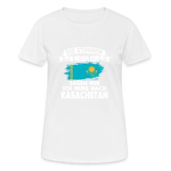 Kazakhstan - T-shirt respirant Femme - blanc - Devant - AI Model Female 172 dark (172cm)