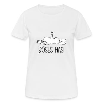 Böses Hasi Hase mit Mittelfinger - Frauen T-Shirt atmungsaktiv - Weiß - Vorne - AI Model Female 172 dark (172cm)