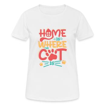 LA MAISON EST L’ENDROIT OÙ SE TROUVE MON CHAT - T-shirt respirant Femme - blanc - Devant - AI Model Female 172 dark (172cm)