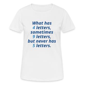 Ce qui a 4 lettres - T-shirt respirant Femme - blanc - Devant - AI Model Female 172 dark (172cm)