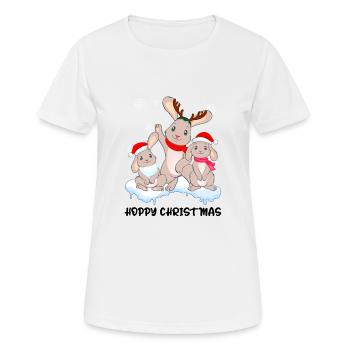 Hoppy Christmas Fröhliche Weihnachten Hasen - Frauen T-Shirt atmungsaktiv - Weiß - Vorne - AI Model Female 172 dark (172cm)