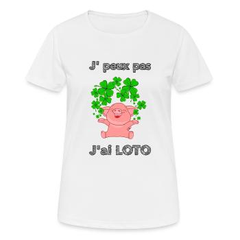 j'peux pas j'ai loto cochon pig - T-shirt respirant Femme - blanc - Devant - AI Model Female 172 dark (172cm)