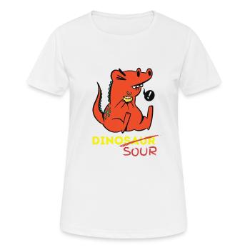 Lustiger Dino SOUR - Dinosaurier isst Zitrone - Frauen T-Shirt atmungsaktiv - Weiß - Vorne - AI Model Female 172 dark (172cm)