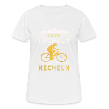 Lächeln statt hecheln Lustig Spruch Fahrrad E-Bike - Frauen T-Shirt atmungsaktiv - Weiß - Vorne - AI Model Female 172 dark (172cm)