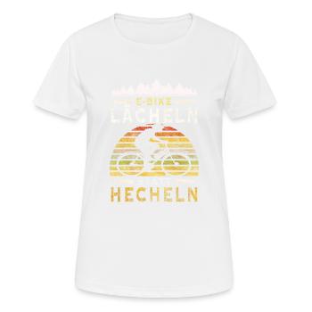 Lächeln statt hecheln Lustig Spruch Fahrrad E-Bike - Frauen T-Shirt atmungsaktiv - Weiß - Vorne - AI Model Female 172 dark (172cm)