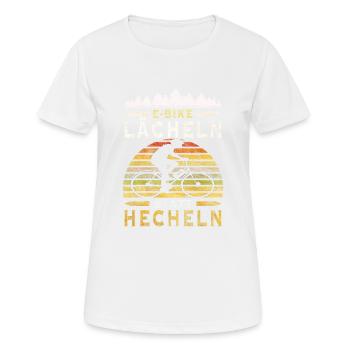 Lächeln statt hecheln Lustig Spruch Fahrrad E-Bike - Frauen T-Shirt atmungsaktiv - Weiß - Vorne - AI Model Female 172 dark (172cm)