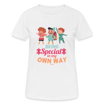 besonders Kinder Autist Autismus - Frauen T-Shirt atmungsaktiv - Weiß - Vorne - AI Model Female 172 dark (172cm)
