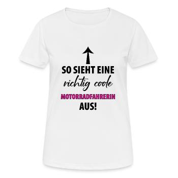 Motorrad Bikerin Motorradfahrerin Damen - Frauen T-Shirt atmungsaktiv - Weiß - Vorne - AI Model Female 172 dark (172cm)
