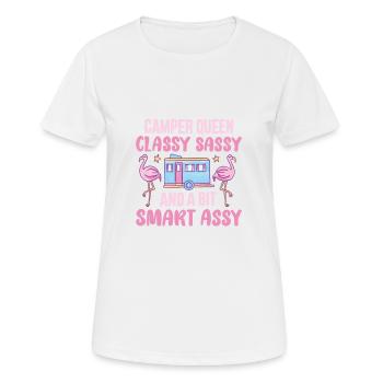 Camper Queen Elegant Frech Outdoor feu de camp - T-shirt respirant Femme - blanc - Devant - AI Model Female 172 dark (172cm)