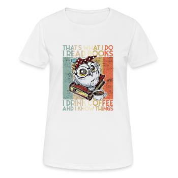 Thats what i do i read books Hibou Café - T-shirt respirant Femme - blanc - Devant - AI Model Female 172 dark (172cm)