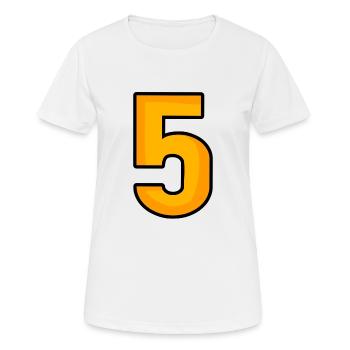 Nummer 5 - Frauen T-Shirt atmungsaktiv - Weiß - Vorne - AI Model Female 172 dark (172cm)