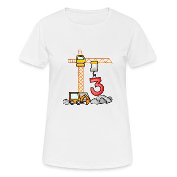 Bagger T-shirt 3. Anniversaire 3 ans garçon chemise - T-shirt respirant Femme - blanc - Devant - AI Model Female 172 dark (172cm)