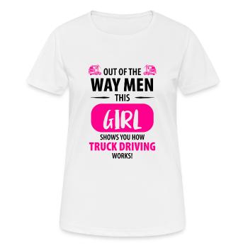 Conducteurs routiers chauffeurs routiers femmes - T-shirt respirant Femme - blanc - Devant - AI Model Female 172 dark (172cm)