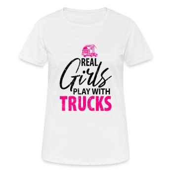 Conducteurs routiers chauffeurs routiers femmes - T-shirt respirant Femme - blanc - Devant - AI Model Female 172 dark (172cm)