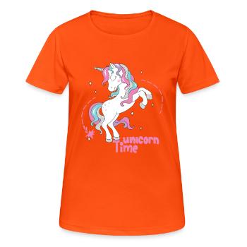 Zitate von Einhörnern Einhörnerzeit - Frauen T-Shirt atmungsaktiv - Neonorange - Vorne - AI Model Female 172 dark (172cm)