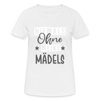 Niemals ohne meine Mädels - Frauen T-Shirt atmungsaktiv - Weiß - Vorne - AI Model Female 172 dark (172cm)