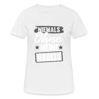 Niemals ohne meine Mädels - Frauen T-Shirt atmungsaktiv - Weiß - Vorne - AI Model Female 172 dark (172cm)