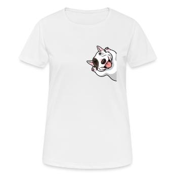 Miniature Bull Terrier Dog funny Ätsch Bätsch - Women's Breathable T-Shirt - white - Front - AI Model Female 172 dark (172cm)