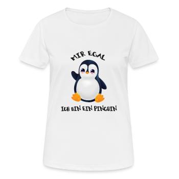 Mir egal ich bin ein Pinguin - Frauen T-Shirt atmungsaktiv - Weiß - Vorne - AI Model Female 172 dark (172cm)
