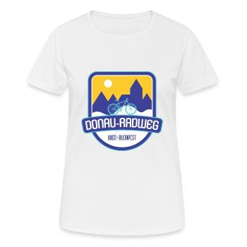 Donau-Radweg - Wien - Budapest - Frauen T-Shirt atmungsaktiv - Weiß - Vorne - AI Model Female 172 dark (172cm)