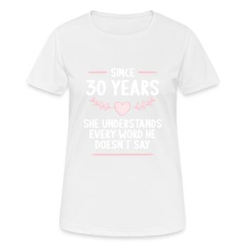 30 ans de mariage 30 ans - T-shirt respirant Femme - blanc - Devant - AI Model Female 172 dark (172cm)