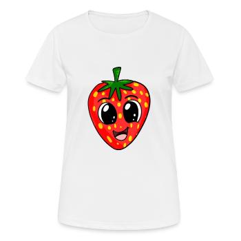 Erdbeere - Frauen T-Shirt atmungsaktiv - Weiß - Vorne - AI Model Female 172 dark (172cm)