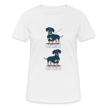 Dachshund with leash and funny dog saying - Women's Breathable T-Shirt - white - Front - AI Model Female 172 dark (172cm)