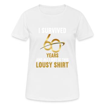 60 ans 60 ans - T-shirt respirant Femme - blanc - Devant - AI Model Female 172 dark (172cm)