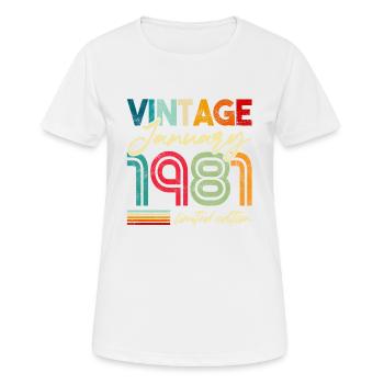 Retro Vintage born 1981 Birthday January 1981 - Women's Breathable T-Shirt - white - Front - AI Model Female 172 dark (172cm)