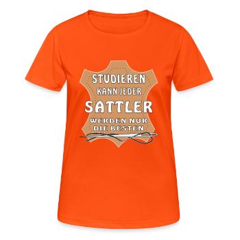 ANY SADDLER CAN STUDY ONLY - Women's Breathable T-Shirt - neon orange - Front - AI Model Female 172 dark (172cm)