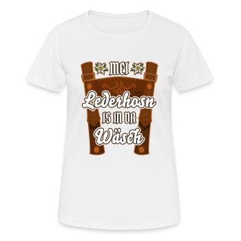 Mei Lederhosn is in da Wäsch Lederhosen Replacement - Women's Breathable T-Shirt - white - Front - AI Model Female 172 dark (172cm)