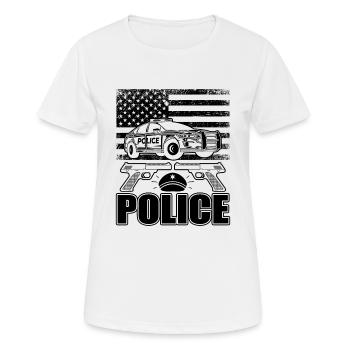 Police Officer Halloween Costume Cop Fête de l’humour - T-shirt respirant Femme - blanc - Devant - AI Model Female 172 dark (172cm)