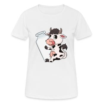 Vache lait - T-shirt respirant Femme - blanc - Devant - AI Model Female 172 dark (172cm)