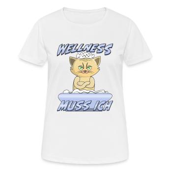 KATZE BÖSE WELLNESS MUSS ICH - Frauen T-Shirt atmungsaktiv - Weiß - Vorne - AI Model Female 172 dark (172cm)