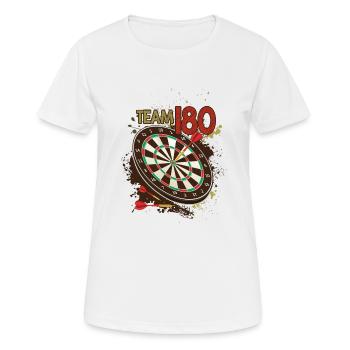 Team 180 Dart Dartscheibe Teamplayer Dartspieler - Frauen T-Shirt atmungsaktiv - Weiß - Vorne - AI Model Female 172 dark (172cm)