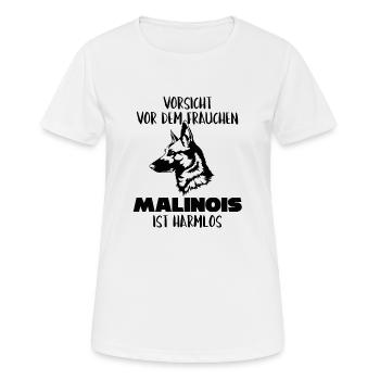 Vorsicht vor dem Frauchen Malinois - Frauen T-Shirt atmungsaktiv - Weiß - Vorne - AI Model Female 172 dark (172cm)