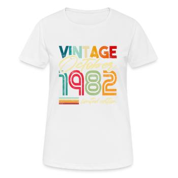Vintage Anniversaire October 1982 Idée cadeau - T-shirt respirant Femme - blanc - Devant - AI Model Female 172 dark (172cm)