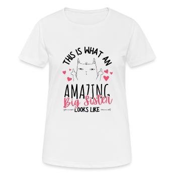 Große Schwester Katze Mittelfinger Schwangerschaft - Frauen T-Shirt atmungsaktiv - Weiß - Vorne - AI Model Female 172 dark (172cm)