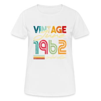 Millésime né Juin 1962 Anniversaire Année 1962 - T-shirt respirant Femme - blanc - Devant - AI Model Female 172 dark (172cm)