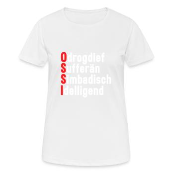 DDR Ostdeutschland witziger lustiger Ossi - Frauen T-Shirt atmungsaktiv - Weiß - Vorne - AI Model Female 172 dark (172cm)