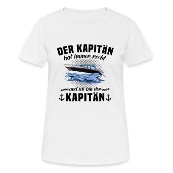 Kapitän Boot Bootsführerschein - Frauen T-Shirt atmungsaktiv - Weiß - Vorne - AI Model Female 172 dark (172cm)