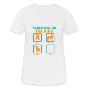 French Bulldog Training - T-shirt respirant Femme - blanc - Devant - AI Model Female 172 dark (172cm)