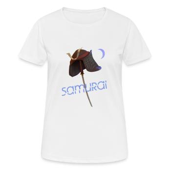 Casque de samouraï et Katana - T-shirt respirant Femme - blanc - Devant - AI Model Female 172 dark (172cm)